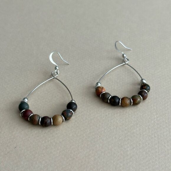 Beaded Hoop Earrings S1267 - Picture 3 of 3